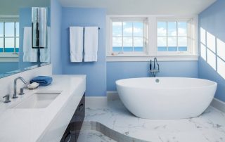 contemporary bathroom with white windows