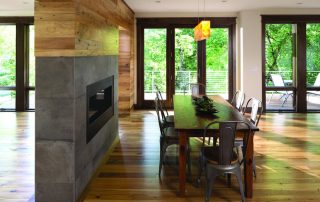 dark stained wood windows and patio doors