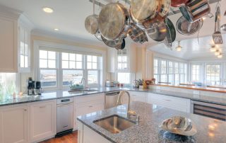 kitchen and dining room with lots of light