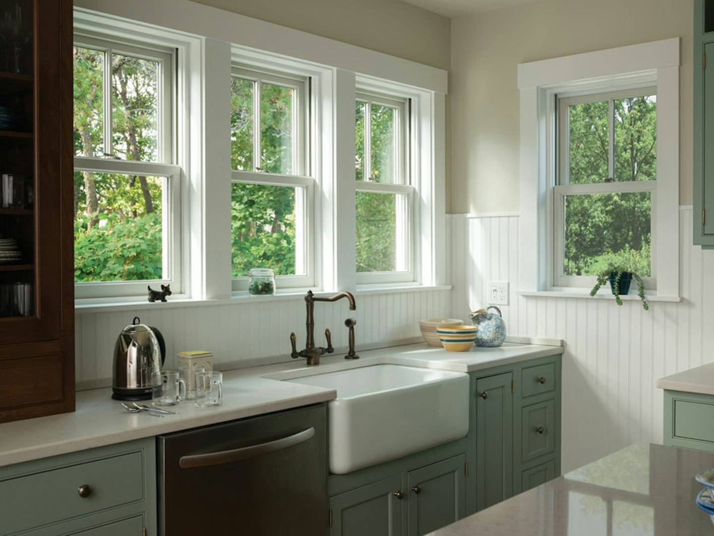 three double hung windows over a kitchen sink A-Series Double-Hung Windows — three double hung windows over a kitchen sink