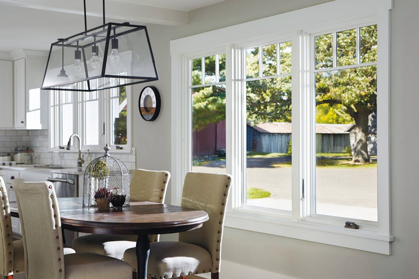 A-Series Casement Windows — triple casement windows in a dining room