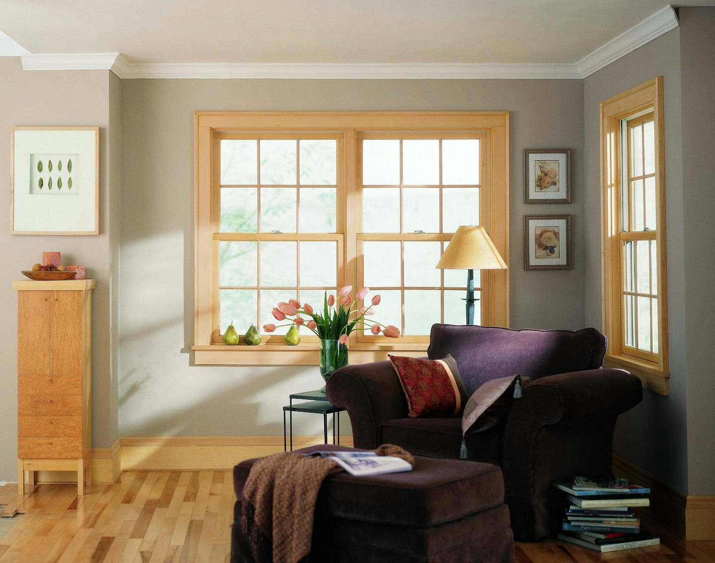200 Series double-hung windows in a dining room